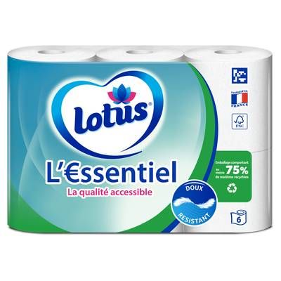Lotus Papier toilette l'Essentiel, 6 rouleaux