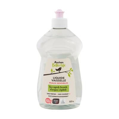 Auchan Better Life Liquide vaisselle écologique peaux sensibles, 500ml