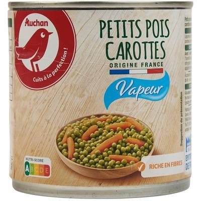 Auchan Petits pois carottes à la vapeur, 265g