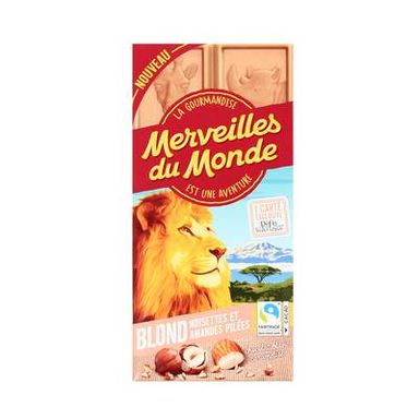 Merveilles du monde Tablette Noisettes et Amandes pilées, 100g