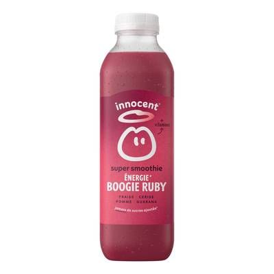 innocent Super Smoothie Energie Boogie Ruby, Fraise, Cerise, Guarana & Graines de Lin, 75cl