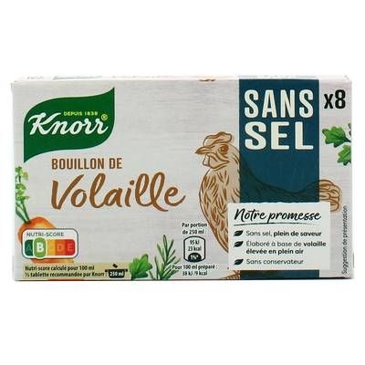 Knorr Bouillon Cube Volaille Sans Sel - 8 Cubes, 8x9g