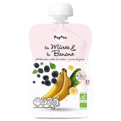 Popote Mûres Banane Bio Gourde Bébé Dès 4/6 mois, 120g
