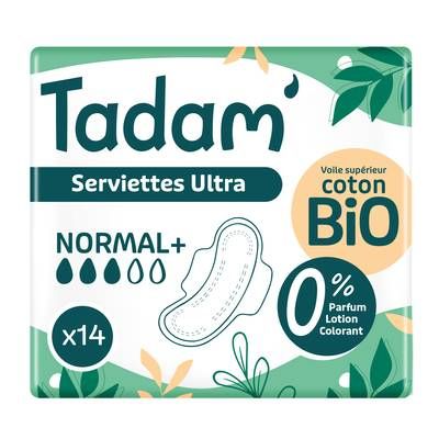 Tadam Serviettes hygiéniques Ultra Normal + avec ailettes, 14 serviettes