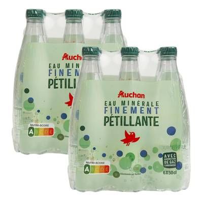Auchan Eau minérale naturelle gazeuse, Lot de 2 - 6x50cl