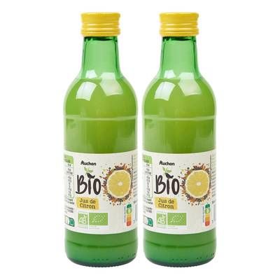 Auchan BIO Pur jus de citron Bio, Lot de 2x25cl
