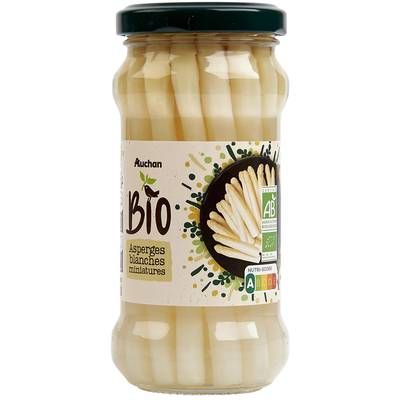 Auchan BIO Asperges blanches miniatures Bio en bocal, 160g