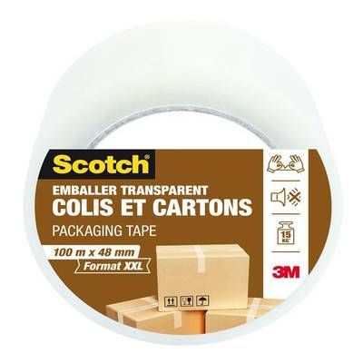 Scotch Ruban adhésif d'emballage transparent XXL, Dimensions 100m x 48mm