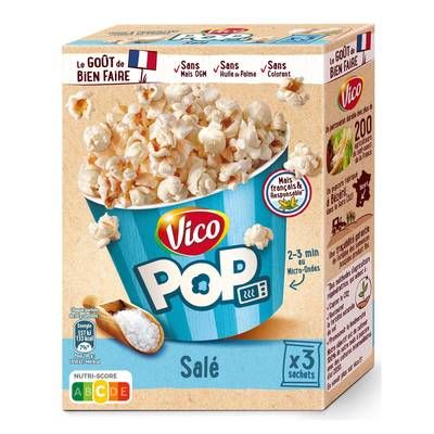 Vico Pop Corn Micro-Ondes Salé, 240g