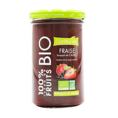 Confiturelle Confiture Fraise Soupçon de Cassis Bio Allégée en sucre, 290g