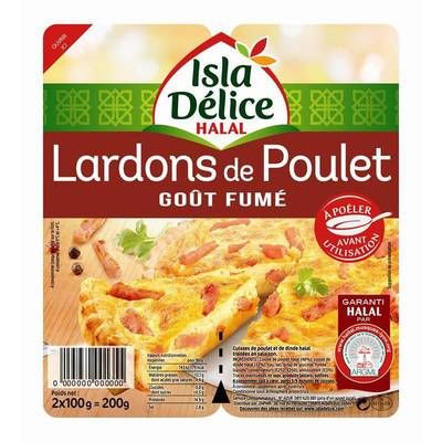 Isla Délice Lardons de Poulet Goût Fumé - Halal, 2x200g