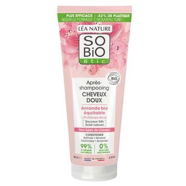 SO'BIO ETIC Après-shampooing cheveux doux, Amande bio & Protéines de riz, 200ml