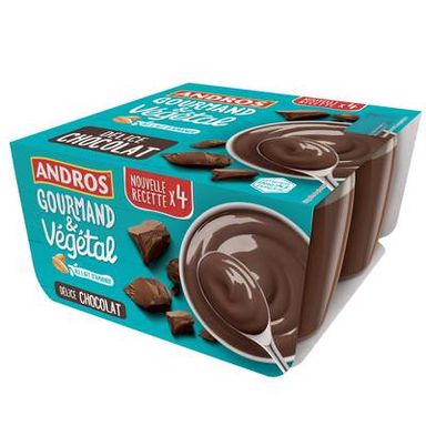Andros Gourmand et Végétal Dessert végétal chocolat amande, 4x100g