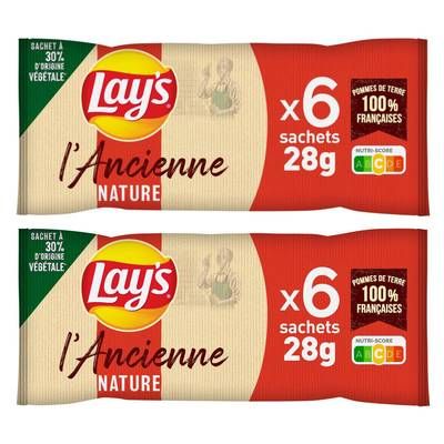 Lay's Chips à l'ancienne nature, Lot de 2x6 sachets