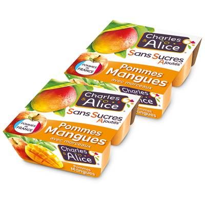 Charles et Alice Pomme mangue sans sucre ajouté, Lot de 2 - 4x100g