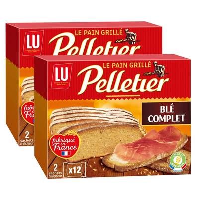 Pelletier Pain grillé au blé complet, Lot de 2x500g