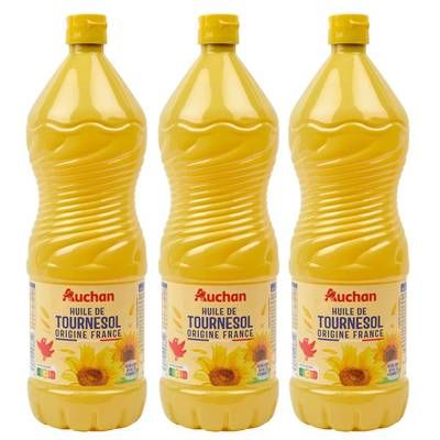 Auchan Huile de tournesol, Lot de 3x1L