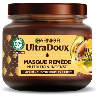 Garnier - Ultra Doux Masque Cheveux Nutrition Intense Cheveux secs, bouclés, 340ml
