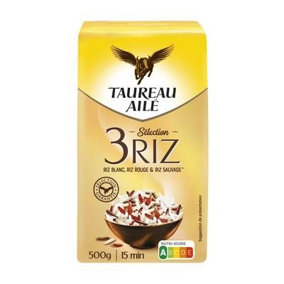 Taureau Ailé Selection 3 Riz - Blanc, Rouge et Sauvage, 500g