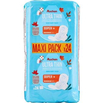 Auchan Serviettes hygiénique ultra thin, 24 serviettes