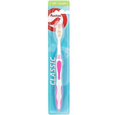 Auchan Brosse à dents classique souple, 1 brosse à dents