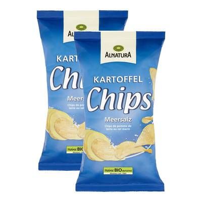 Alnatura Chips de pommes de terre bio au sel marin bio, Lot de 2x125g