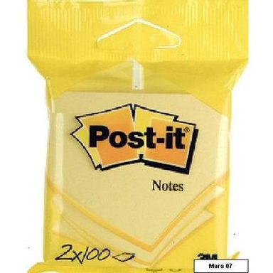 Post-it Blocs-notes 100 feuilles jaunes, 2 x 100  feuilles