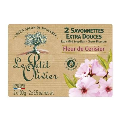 Le petit Olivier Savon Solide Extra Doux Fleur De Cerisier, 2 x 100g