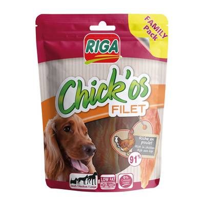 Riga Chick'Os Filets de Poulet Family Pack- Friandise Récompense pour chien, 300g