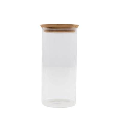 Point virgule Bocal en verre avec couvercle en bambou, 1,4L
