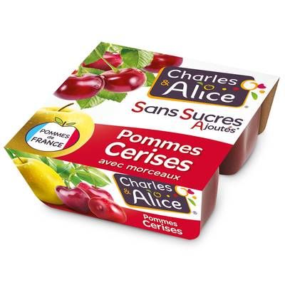 Charles et Alice Pomme cerise sans sucre ajouté, 4x97g