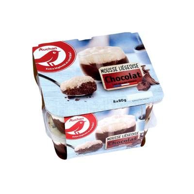 Auchan Mousse liégeoise au chocolat, 8x80g