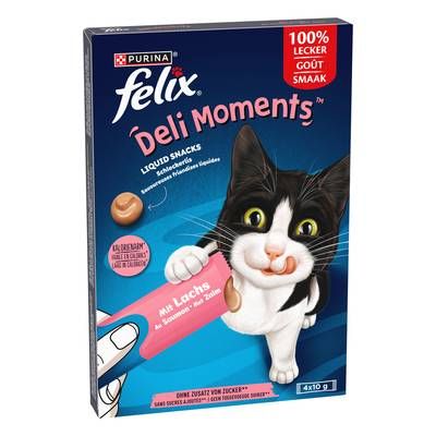 Purina - Félix Friandise Liquide Saumon pour chat, 4x10g