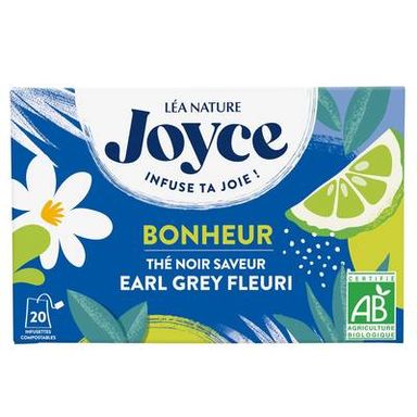 Joyce Thé Noir Saveur Earl Grey Fleuri Bio - Bonheur, 20  sachets