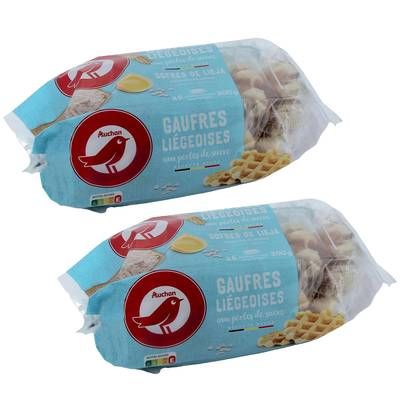 Auchan Gaufres liégeoises aux perles de sucre x6, Lot de 2x300g