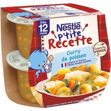 Nestlé - P'tite Recette Curry de Poisson Bol Bébé Dès 12 mois, 2x200g