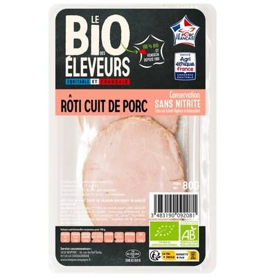 Bonjour Campagne Rôti de Porc Conservation Sans Nitrite Bio, 80g