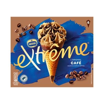 Extrême Cônes glacés café, sauce au café et pépites de chocolat, 6 cônes - 426g