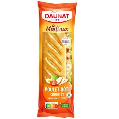 DAUNAT Sandwich Poulet Rôti Crudité et Mayonnaise Légère, 230g