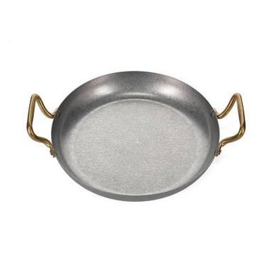 Collection Serve Plat à servir 28 x H 5 cm avec poignée dorée martelée argent antique Serve, 1 pièce