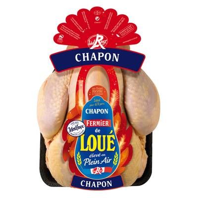 Loué Chapon Fermier élevé en plein air label rouge 6/8 personnes, 3kg