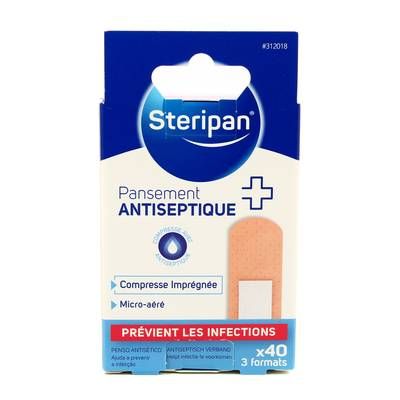 Steripan Pansements Antiseptiques 3 Formats, 40 pièces