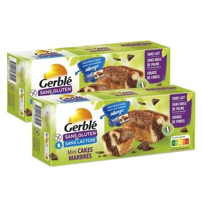 Gerblé Sans Gluten Sans Lactose Mini cakes marbrés sans gluten et sans lactose, Lot de 2x200g