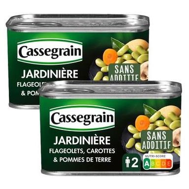 Cassegrain Jardinière de flageolets, carottes et pommes de terre, Lot de 2x265g