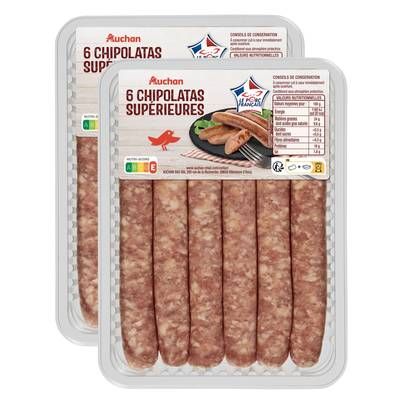 Auchan Chipolatas Supérieures, Lot de 2x330g