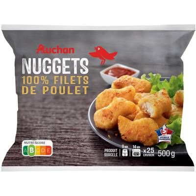 Auchan Nuggets de filets de poulet, 500g