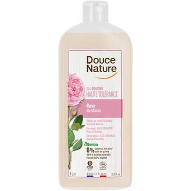 Douce Nature Gel Douche haute tolérance Rose du Maroc, 1L