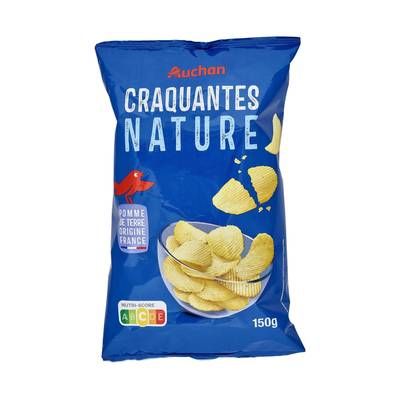 Auchan Chips ondulées nature, 150g