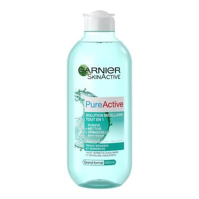 Garnier Pure Active Eau Micellaire Tout en 1 Peaux Mixtes à Grasses, 400ml