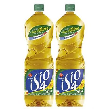 Isio 4 - Lesieur Huile Combinée - 4 Huiles de Graines et Touche d'Huile d'Olive Vierge Extra, Lot de 2x1L